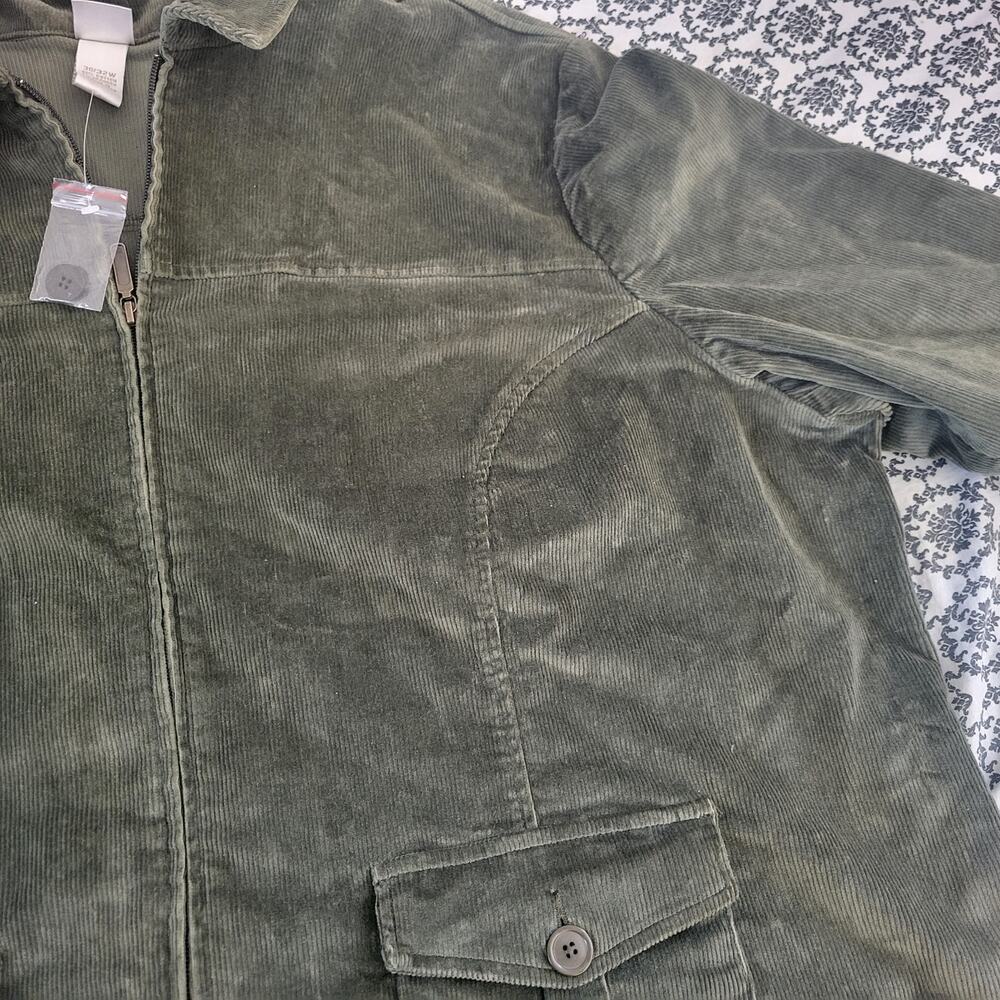 New Fashion Bug Green Corduroy Motorcycle Jacket Sz 30/32 - Picture 15 of 16